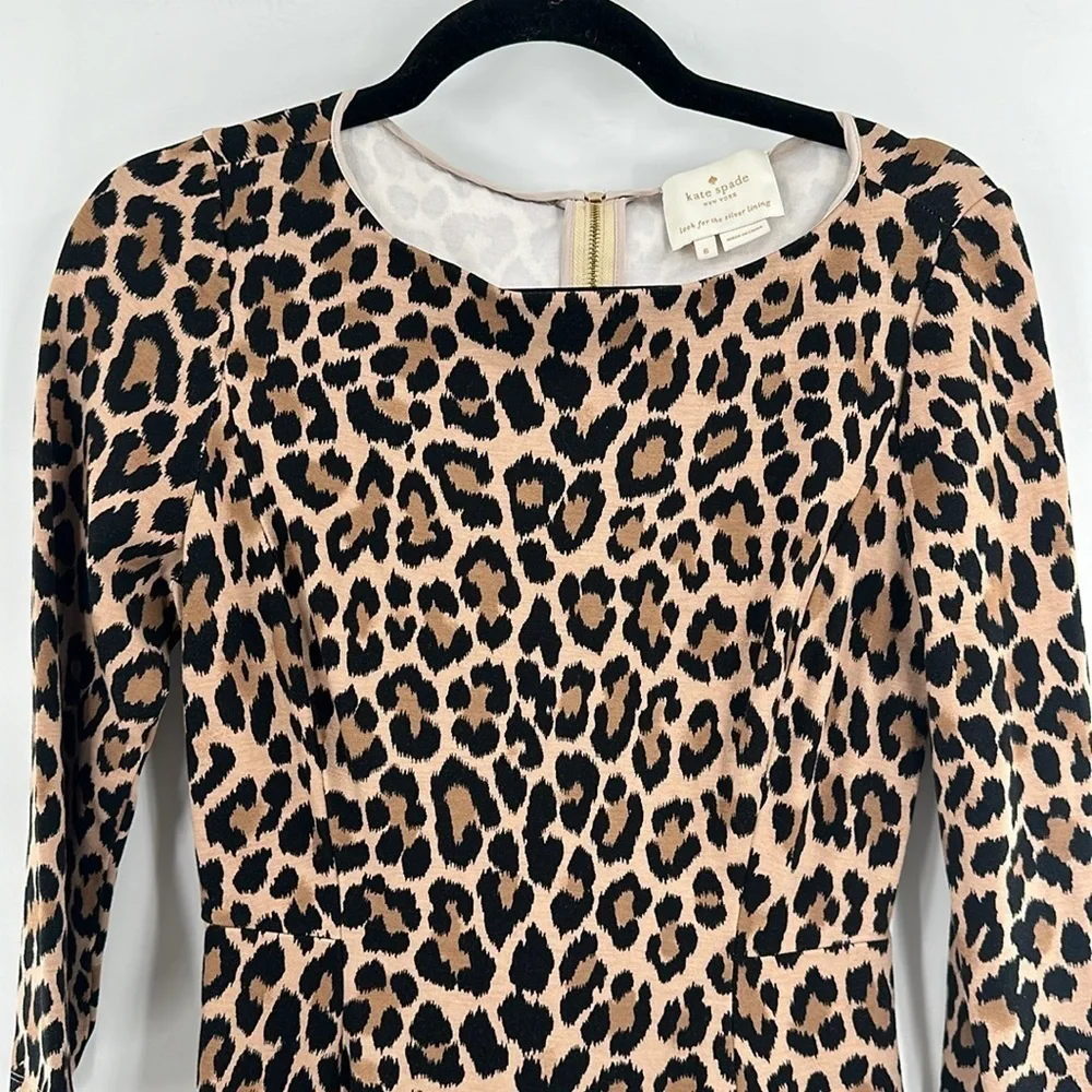 Kate Spade Fit & Flare 3/4 Sleeve Leopard Print Dress‎ 6